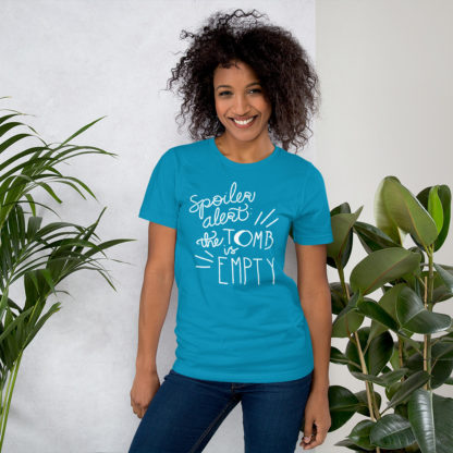 Easter Spoiler (white text) Short-Sleeve Unisex T-Shirt - Image 4